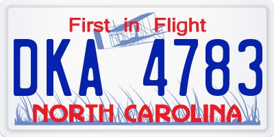 NC license plate DKA4783