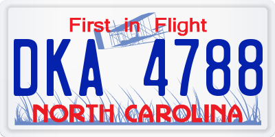 NC license plate DKA4788