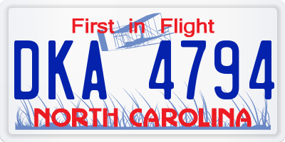 NC license plate DKA4794