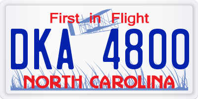 NC license plate DKA4800