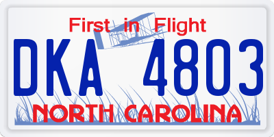 NC license plate DKA4803