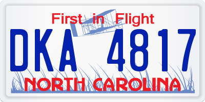 NC license plate DKA4817