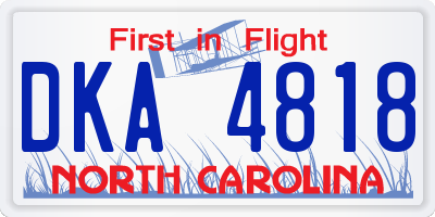 NC license plate DKA4818