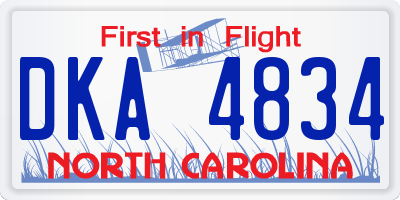 NC license plate DKA4834