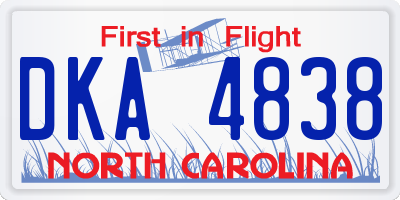 NC license plate DKA4838