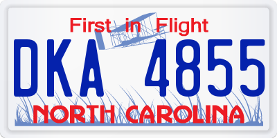 NC license plate DKA4855