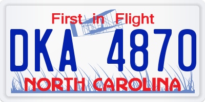 NC license plate DKA4870