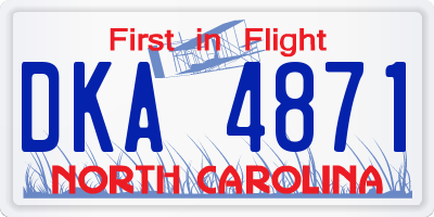NC license plate DKA4871