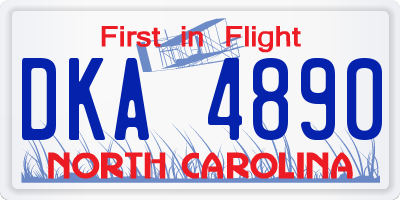 NC license plate DKA4890