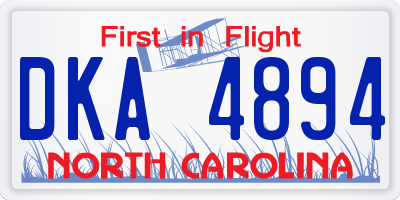 NC license plate DKA4894