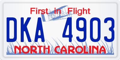 NC license plate DKA4903