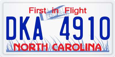 NC license plate DKA4910