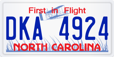 NC license plate DKA4924