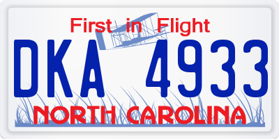 NC license plate DKA4933