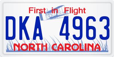 NC license plate DKA4963