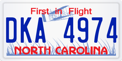 NC license plate DKA4974
