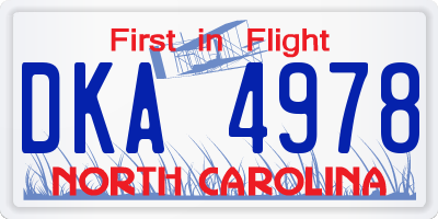 NC license plate DKA4978