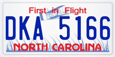 NC license plate DKA5166