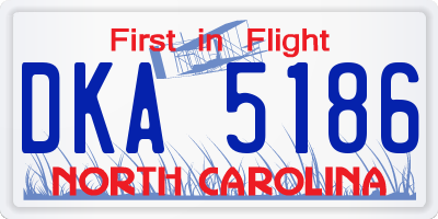 NC license plate DKA5186