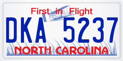 NC license plate DKA5237