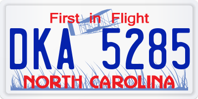 NC license plate DKA5285