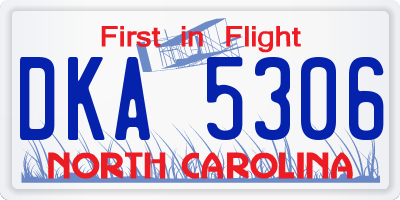 NC license plate DKA5306