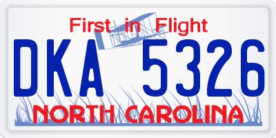 NC license plate DKA5326