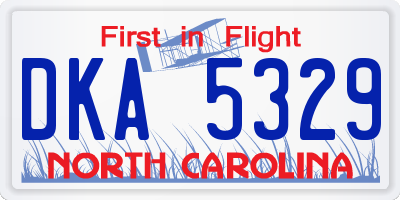 NC license plate DKA5329