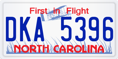 NC license plate DKA5396