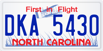 NC license plate DKA5430