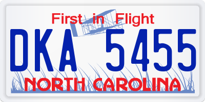 NC license plate DKA5455