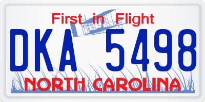NC license plate DKA5498