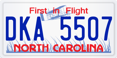 NC license plate DKA5507