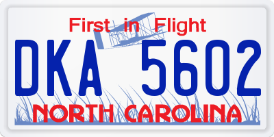 NC license plate DKA5602