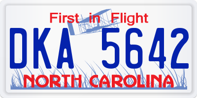 NC license plate DKA5642