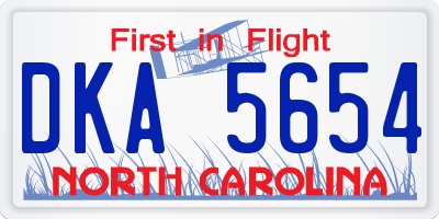 NC license plate DKA5654