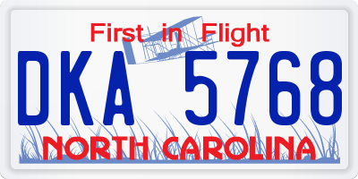 NC license plate DKA5768