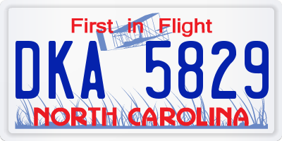 NC license plate DKA5829