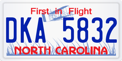 NC license plate DKA5832