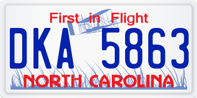NC license plate DKA5863