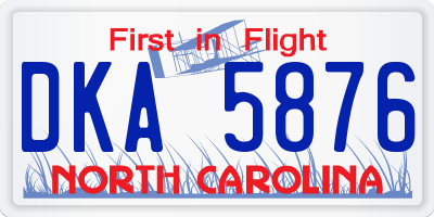NC license plate DKA5876
