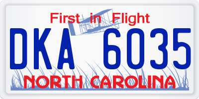 NC license plate DKA6035