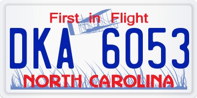 NC license plate DKA6053