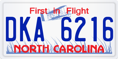 NC license plate DKA6216
