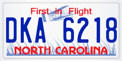 NC license plate DKA6218