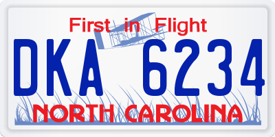NC license plate DKA6234