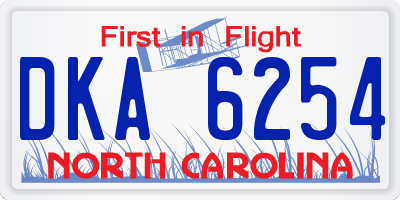 NC license plate DKA6254