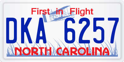 NC license plate DKA6257