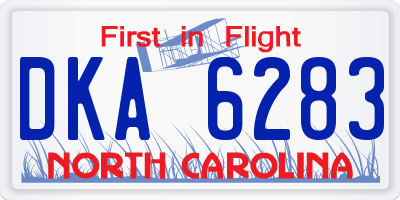 NC license plate DKA6283