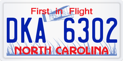 NC license plate DKA6302